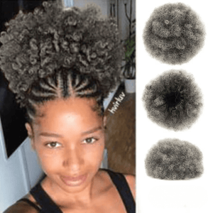 Hair Buns Afro Puff Ponytail Hair Afro Barbie Shop Grey Highlights
