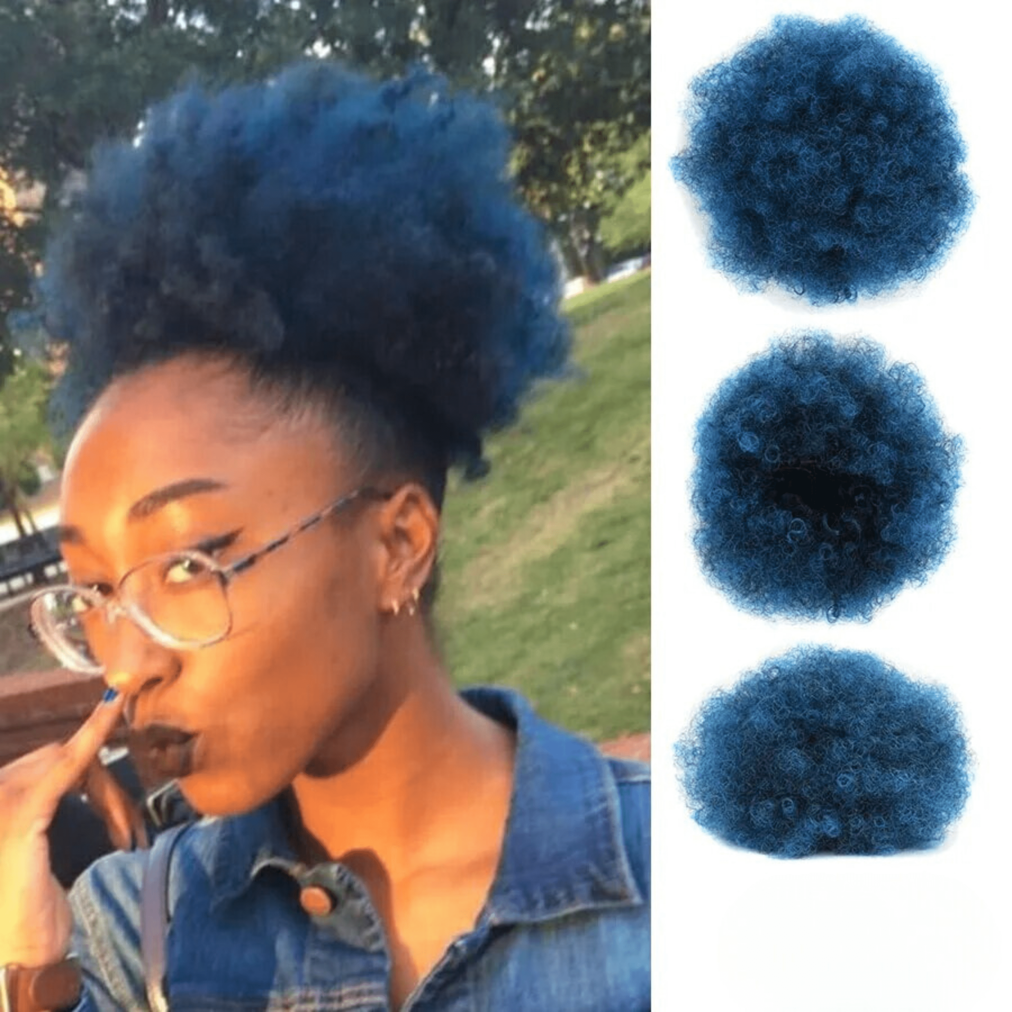Hair Buns Afro Puff Ponytail Hair Afro Barbie Shop Blue