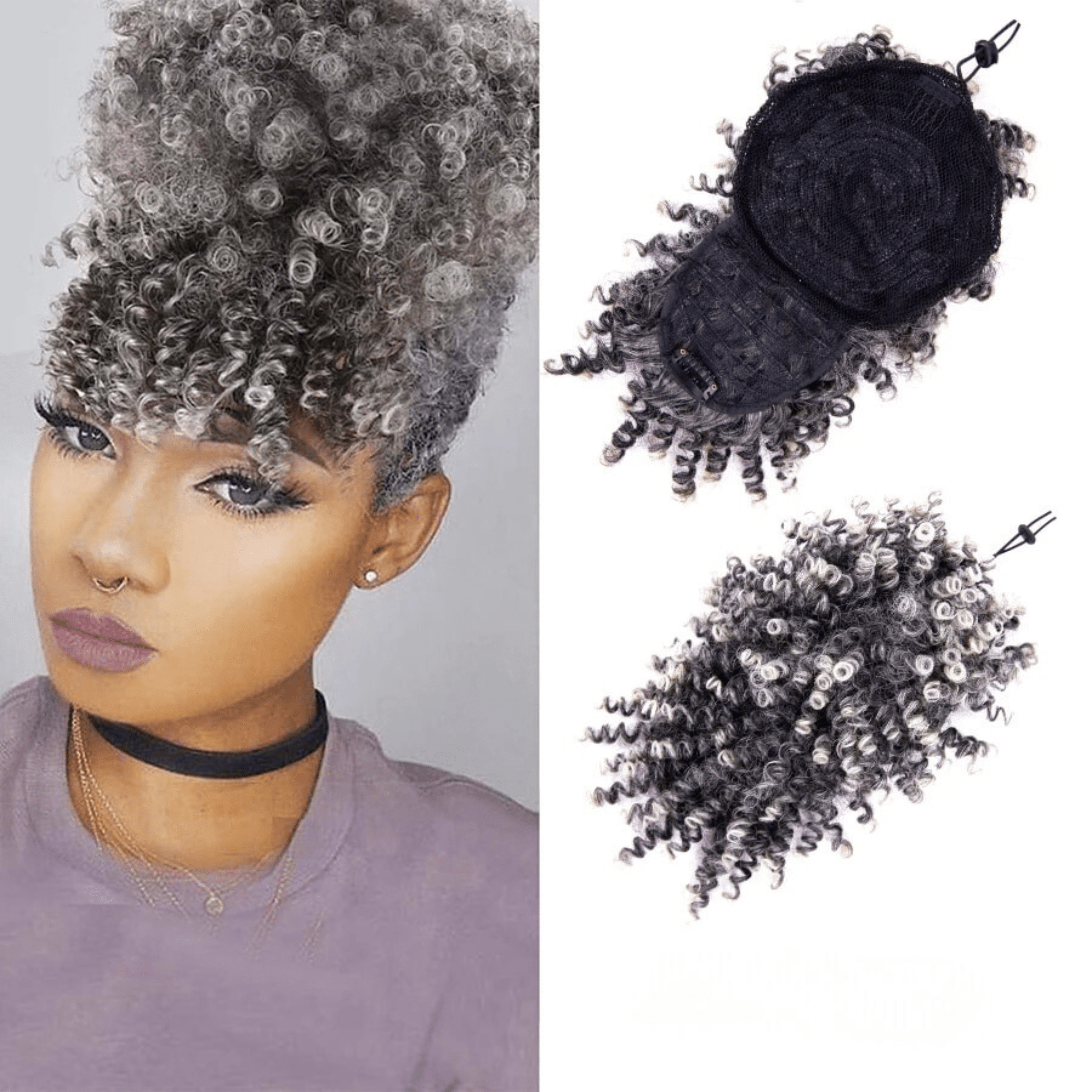 Synthetic Bangs Kinky Curly Hair Afro Wig Afro Barbie Shop Grey