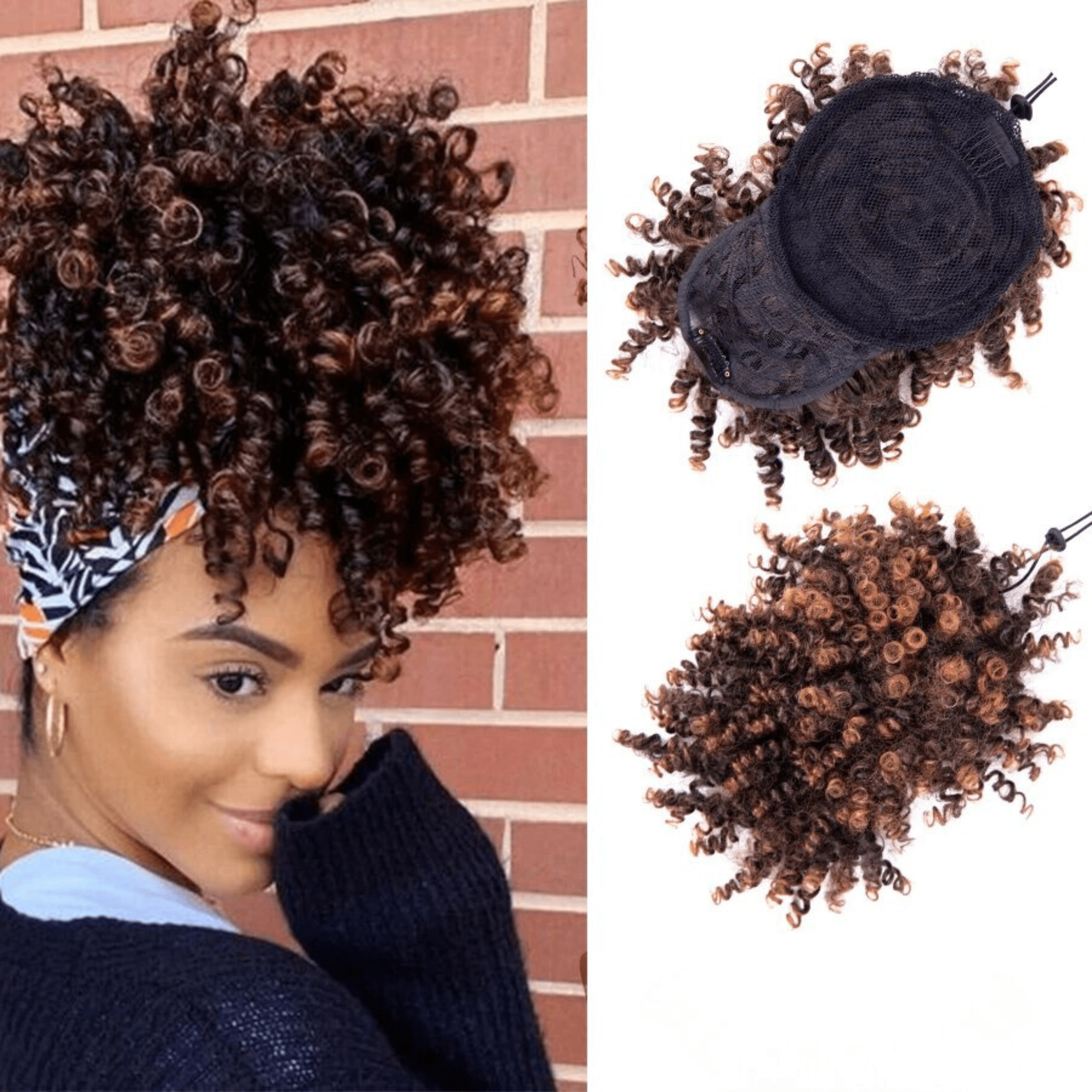 Synthetic Bangs Kinky Curly Hair Afro Wig Afro Barbie Shop Brown Highlights