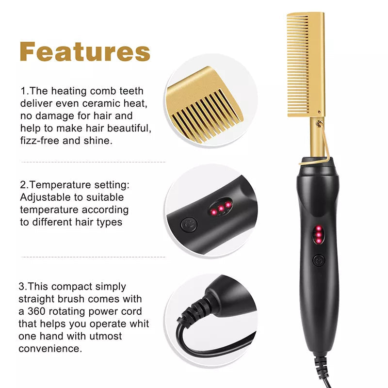 HeatFlex StyleMate - Electric Hot Heating Comb hair comb Afro Barbie Shop