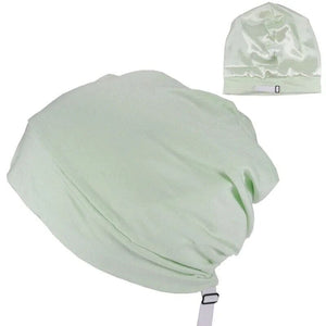 Soft Stretch Satin Lined Sleep Slouchy Cap Curly Girl Slap Headwear Gifts for Frizzy Hair Women Beanie Caps Adjustable Size Afro Barbie