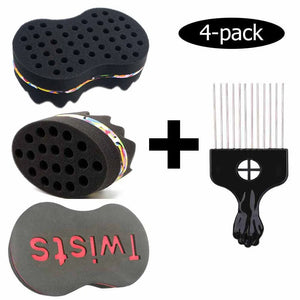 Hair Sponge Brush Magic Barber Twist Curl Sponge Dreads Locking Afro Coil Comb Tornado Care Tool(4PCS) Afro Barbie