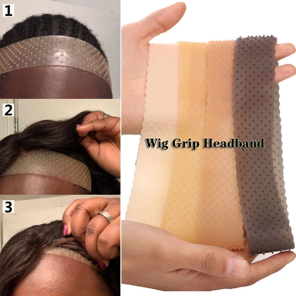 Non Slip Silicone Wig Grip Headband Transparent Black Brown Wig Band to Hold Wig Anti-Slip Wig Accessories For Daily Use Wig Grip Afro Barbie Shop