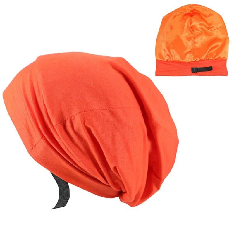 Soft Stretch Satin Lined Sleep Slouchy Cap Curly Girl Slap Headwear Gifts for Frizzy Hair Women Beanie Caps Adjustable Size Afro Barbie