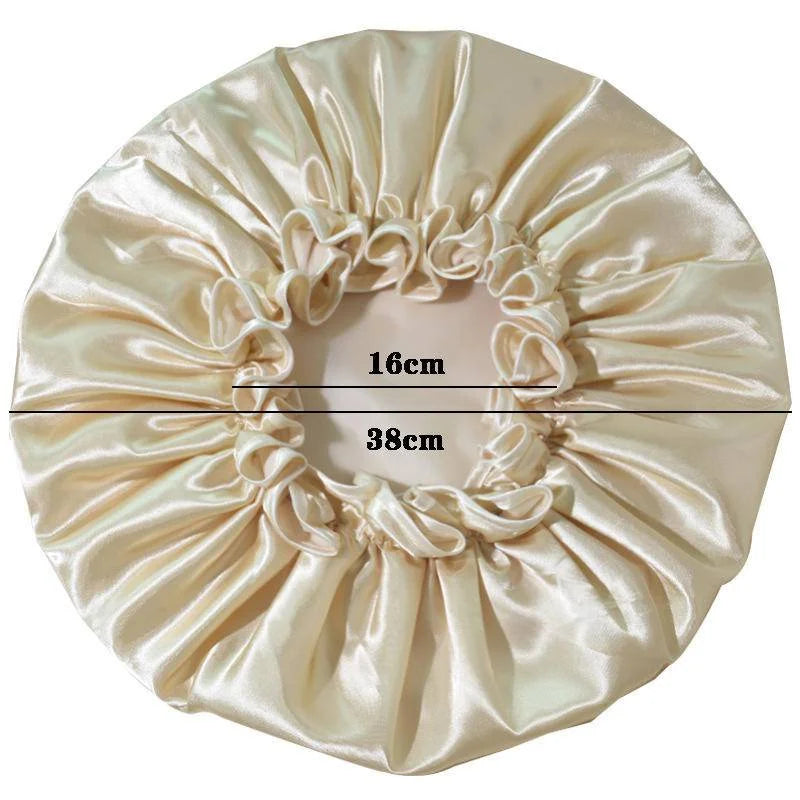 Extra Large Waterproof Shower Cap Double Layer Adjustable Elastic Reusable Bath Caps Protection Hair Bathing Hat for Women Men Afro Barbie
