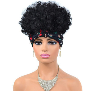 Short Kinky Curly Wig with Headband Afro Wig Afro Barbie