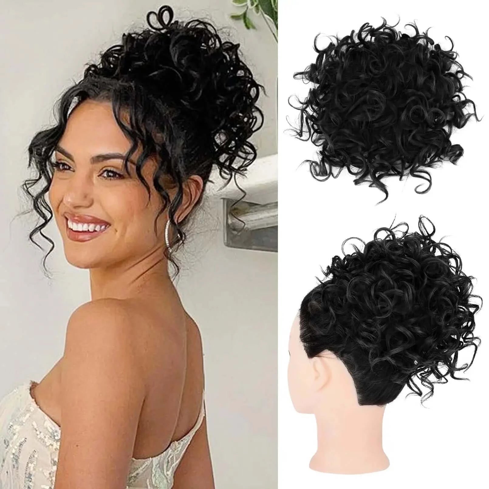 Synthetic Messy Bun Hair Afro Barbie Shop