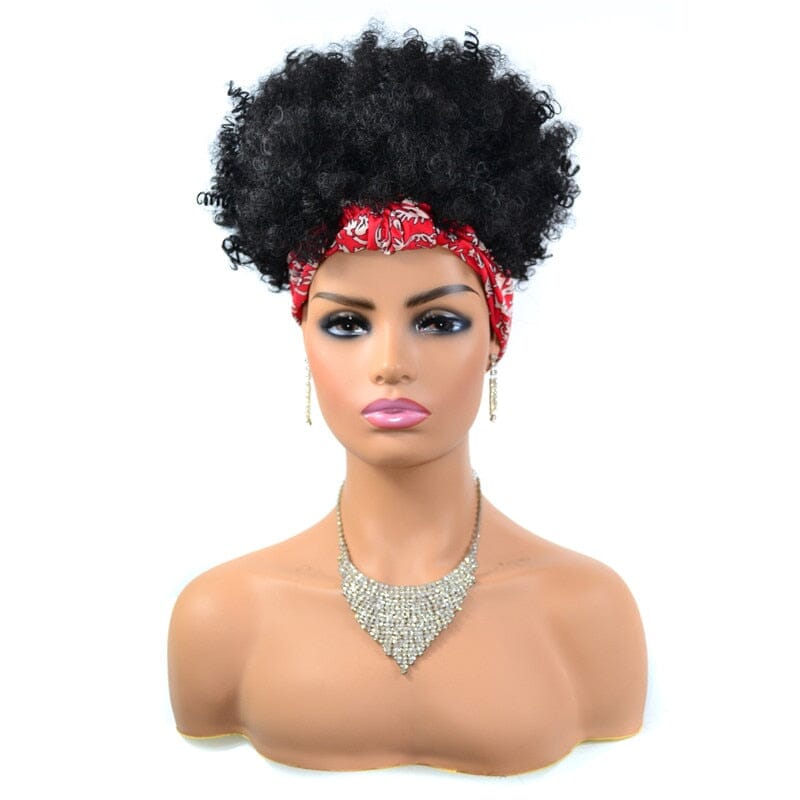 Short Kinky Curly Wig with Headband Afro Wig Afro Barbie
