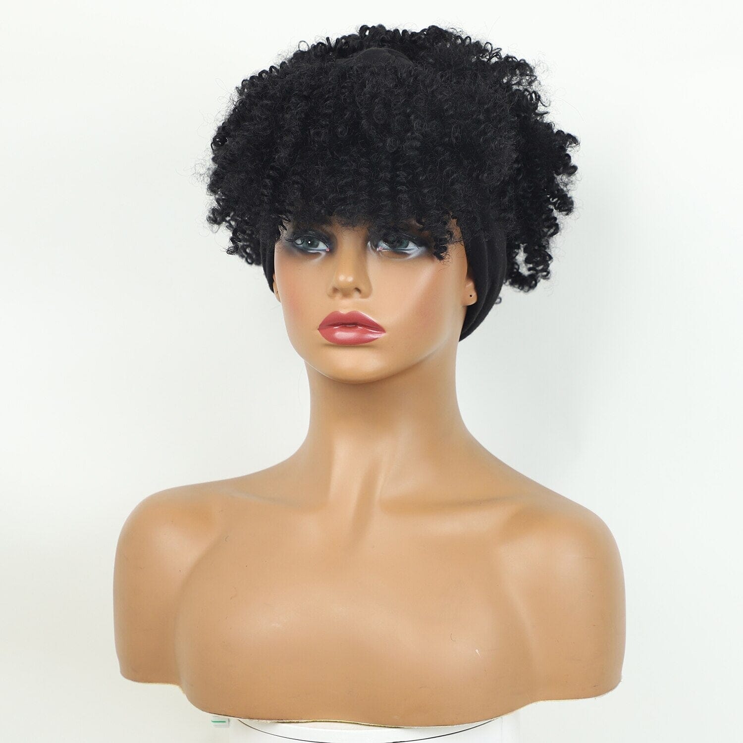 Short Kinky Curly Wig with Headband Afro Wig Afro Barbie