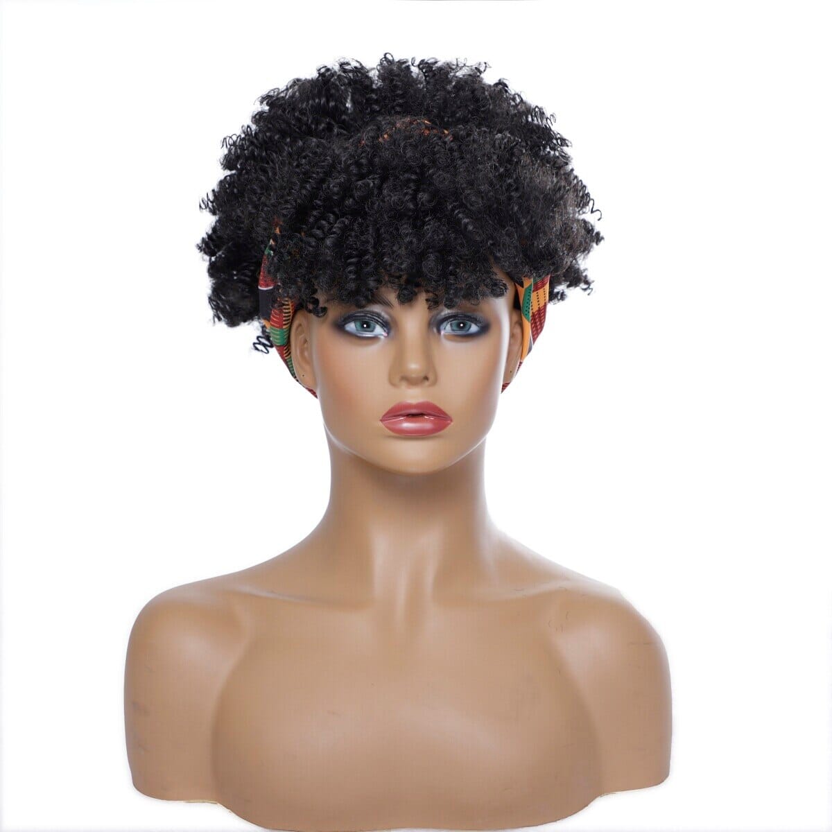 Short Kinky Curly Wig with Headband Afro Wig Afro Barbie