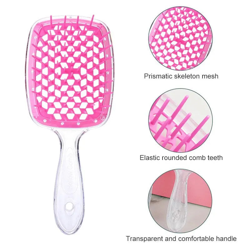 Janeke hair Comb Detangling Hair Brush Large Plate Massage Hollow Combs Out Hair Brushes Anti-Static Barber Salon Hair Styling Brush Afro Barbie