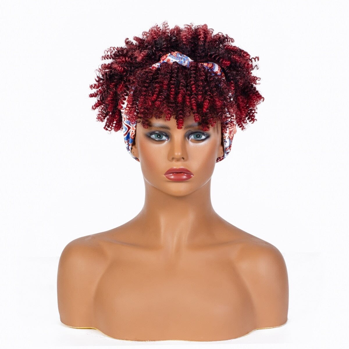Short Kinky Curly Wig with Headband Afro Wig Afro Barbie