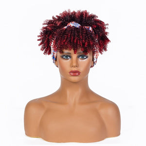 Short Kinky Curly Wig with Headband Afro Wig Afro Barbie