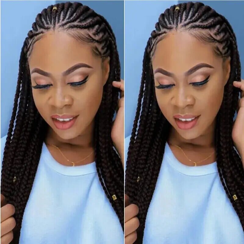 13x4 Deep Lace Braided Wig Synthetic Lace Front Wig Free Part Braid African With Baby Hair Braided Knotless Box Braided Wig Afro Barbie