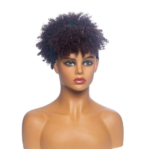 Short Kinky Curly Wig with Headband Afro Wig Afro Barbie