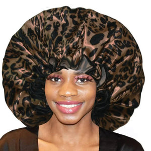 Extra Large Waterproof Shower Cap Double Layer Adjustable Elastic Reusable Bath Caps Protection Hair Bathing Hat for Women Men Afro Barbie