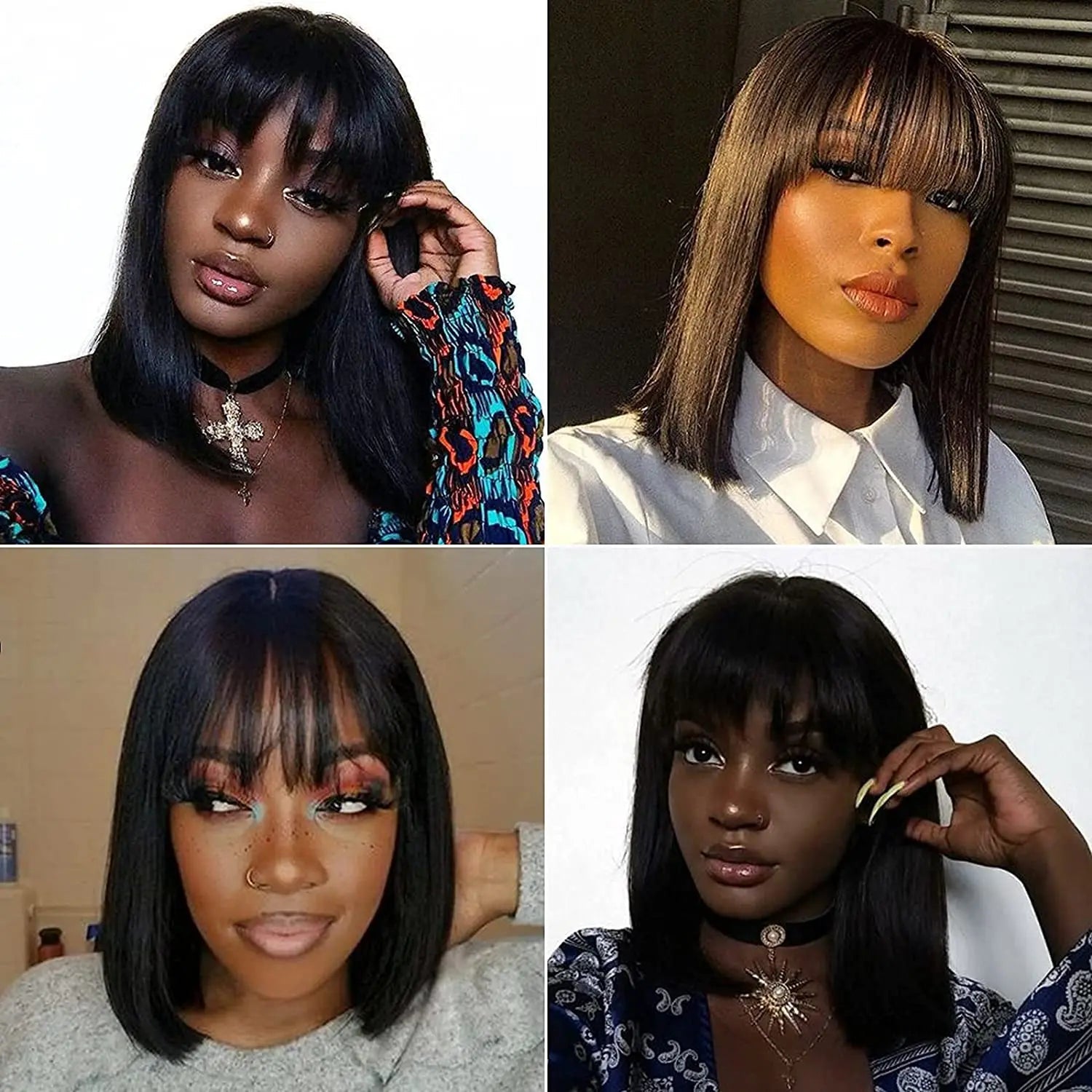 Short Bob Wig Straight Human Hair No Lace Wig Afro Barbie Shop
