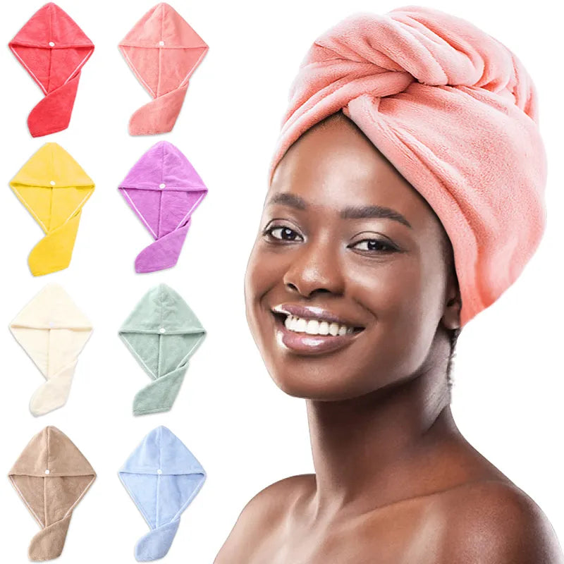 Microfiber Hair Towel,Premium Anti Frizz Hair Drying Wrap for Women & Men Dry Hair Hat,Super Absorbent,Wrapped Bath Cap Afro Barbie