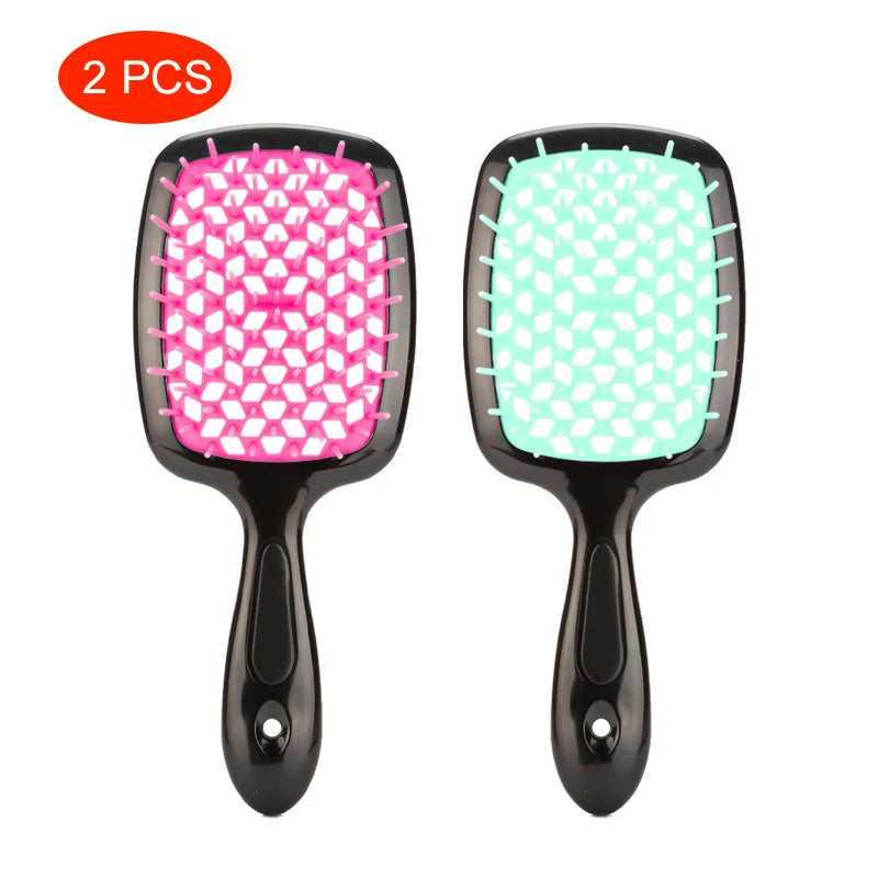 Janeke hair Comb Detangling Hair Brush Large Plate Massage Hollow Combs Out Hair Brushes Anti-Static Barber Salon Hair Styling Brush Afro Barbie