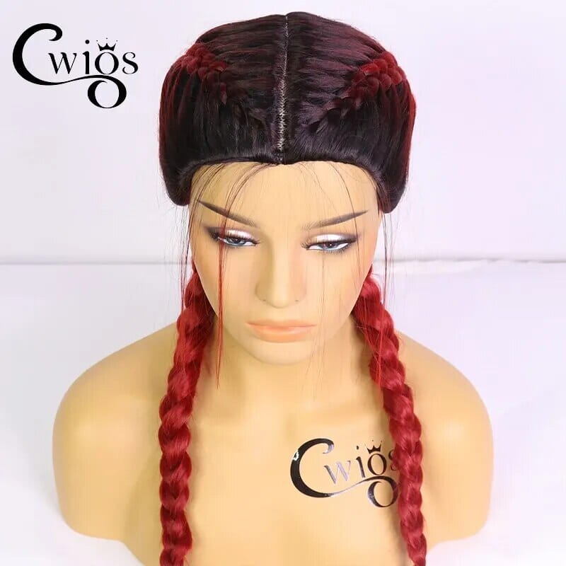 Cwigs Soft Black Synthetic Wig Cosplay Braided Wigs For Black Women Machine Made Heat Resistant Red Honey Blonde Box Braid Wig Afro Barbie