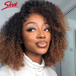 Sleek Afro Kinky Curly Black Human Hair Wigs Ombre T1B/30 Brazilian Curly Machine Made Remy Cheap Human Hair Wigs Free Shipping Afro Barbie Shop