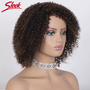 Sleek Afro Kinky Curly Black Human Hair Wigs Ombre T1B/30 Brazilian Curly Machine Made Remy Cheap Human Hair Wigs Free Shipping Afro Barbie Shop