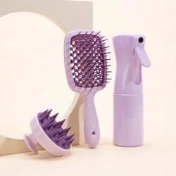 3pcs/set Spa Care Hair Shampoo Brush Natural Wet Curly Hollow Detangling Hair Brush Set Salon Professional Hairdressing Tools Afro Barbie