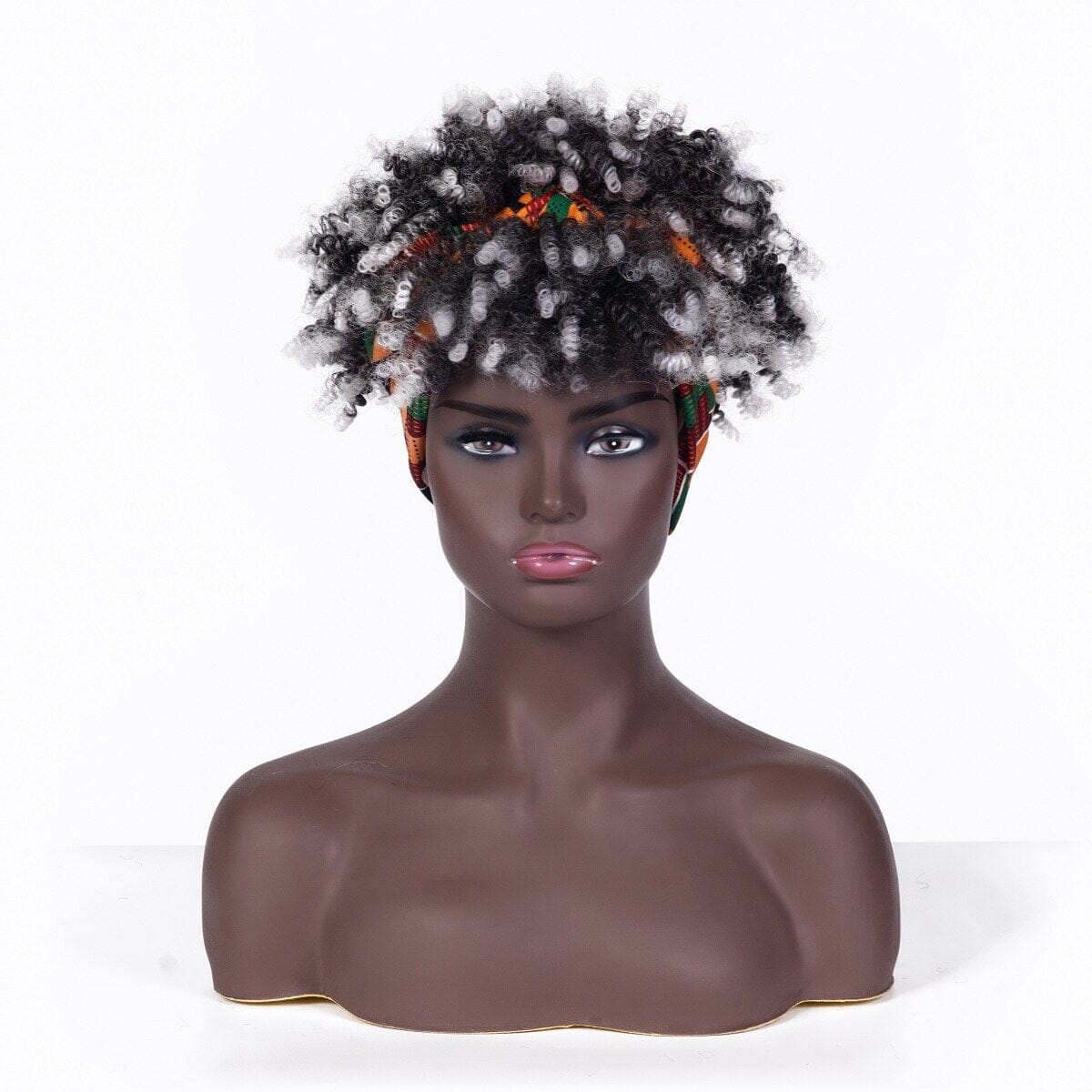 Short Kinky Curly Wig with Headband Afro Wig Afro Barbie