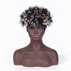 Short Kinky Curly Wig with Headband Afro Wig Afro Barbie