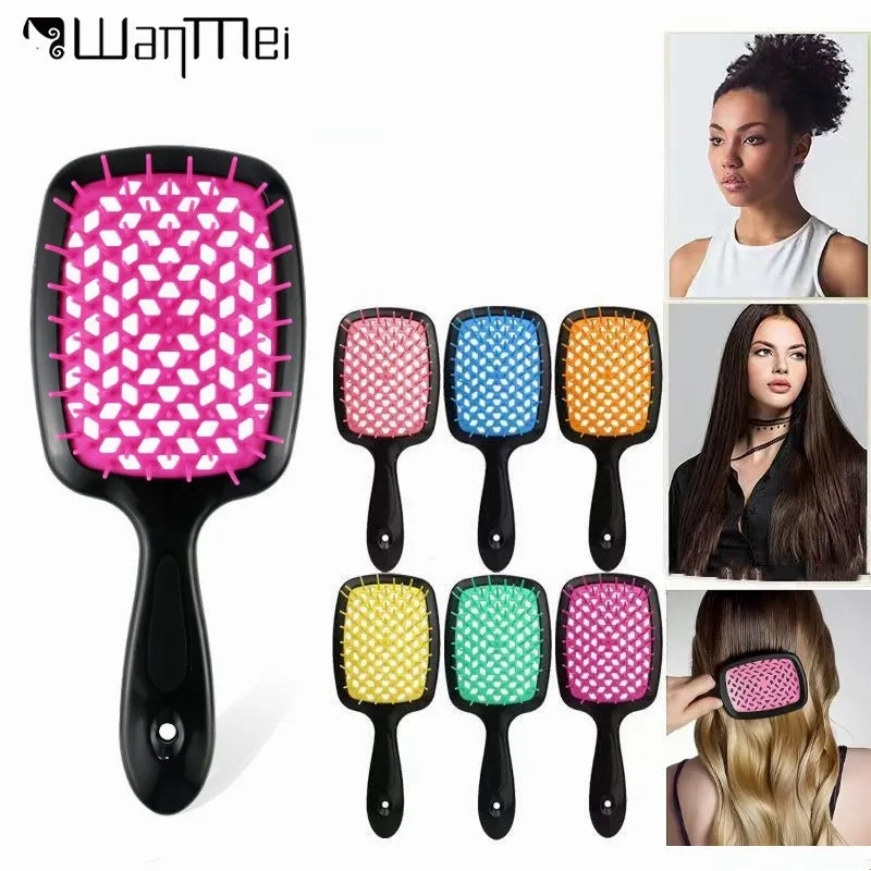 Janeke hair Comb Detangling Hair Brush Large Plate Massage Hollow Combs Out Hair Brushes Anti-Static Barber Salon Hair Styling Brush Afro Barbie