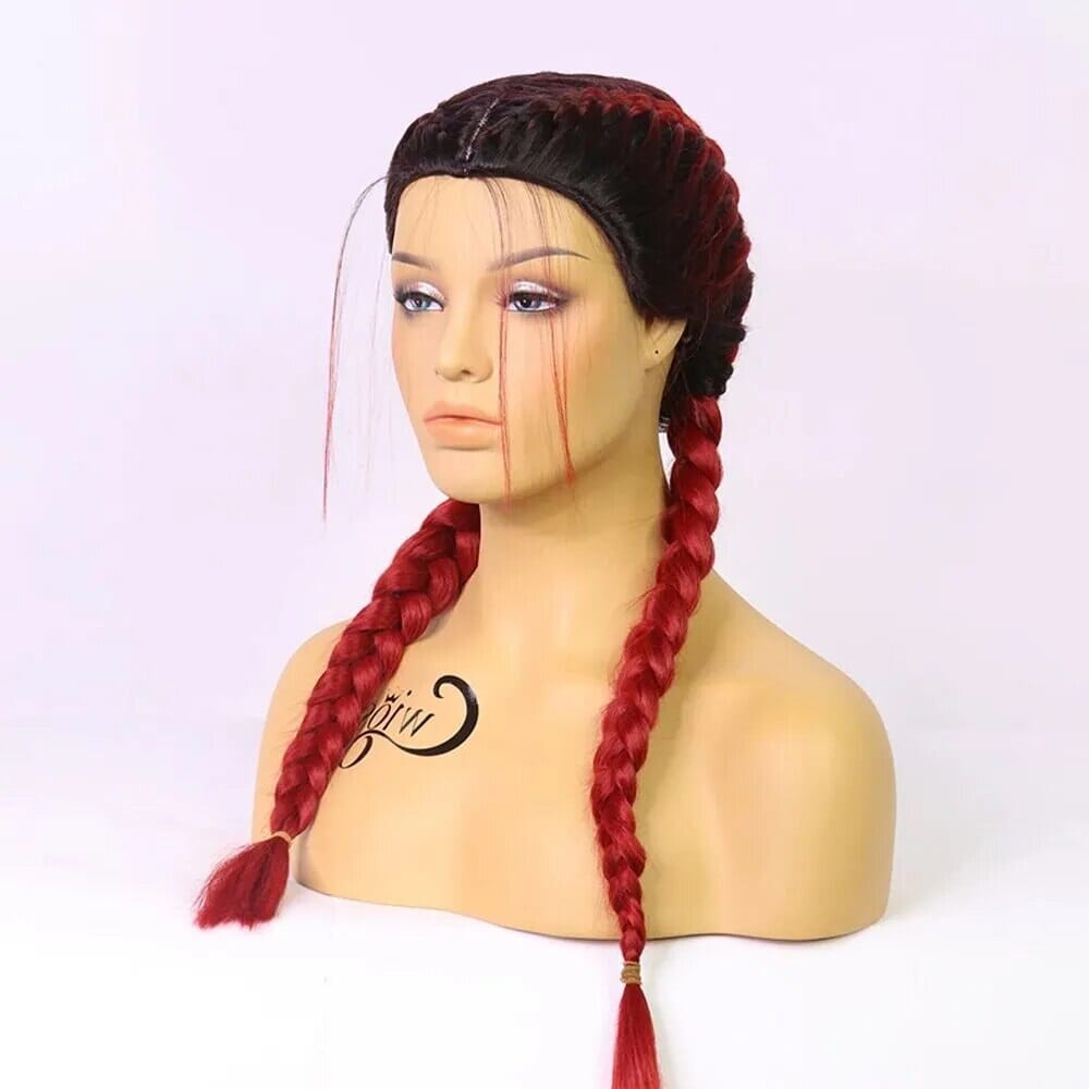 Cwigs Soft Black Synthetic Wig Cosplay Braided Wigs For Black Women Machine Made Heat Resistant Red Honey Blonde Box Braid Wig Afro Barbie