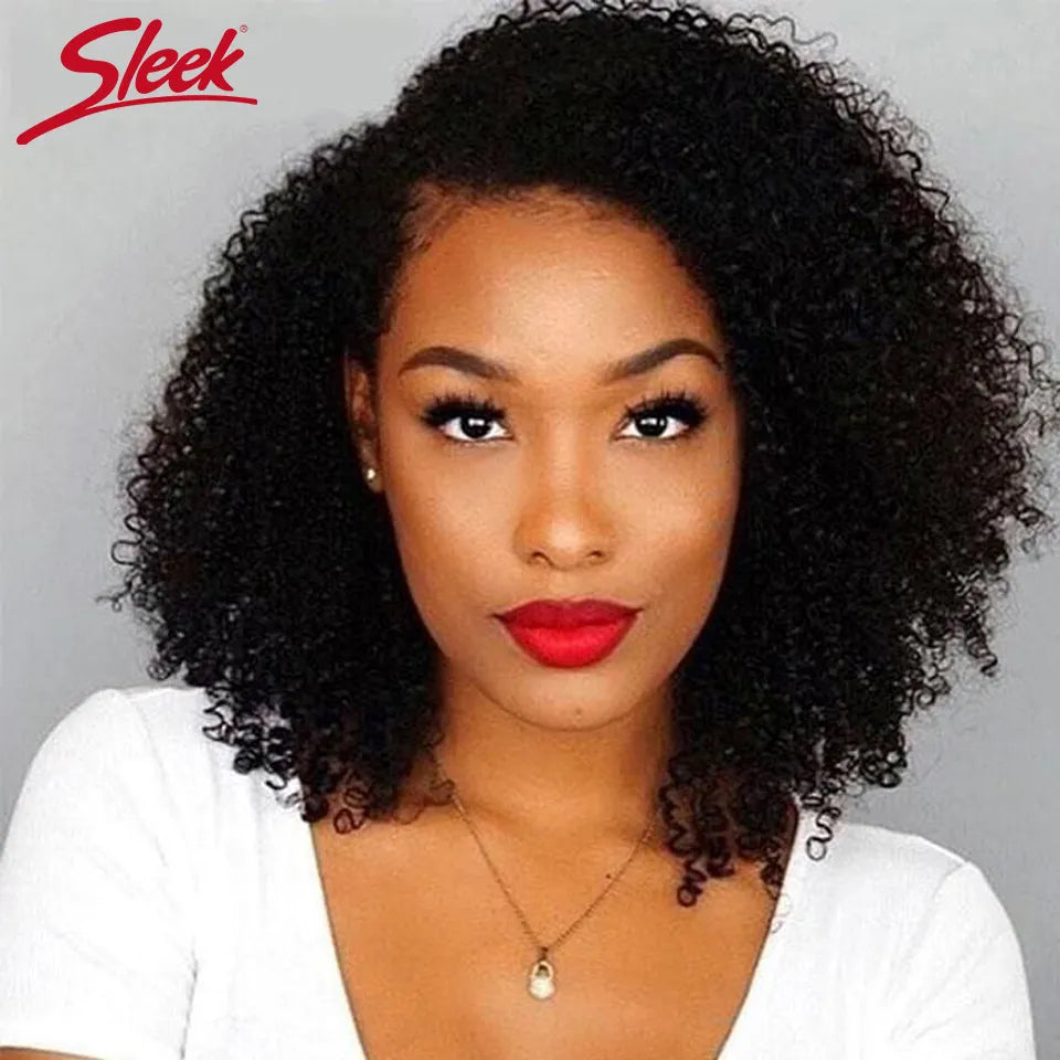 Sleek Afro Kinky Curly Black Human Hair Wigs Brazilian Curly Machine Made Remy Cheap Human Hair Wigs Free Shipping Afro Barbie Shop