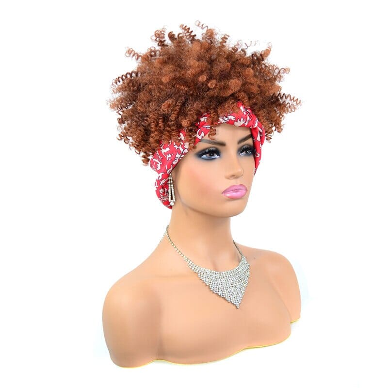 Short Kinky Curly Wig with Headband Afro Wig Afro Barbie