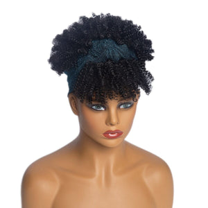 Short Kinky Curly Wig with Headband Afro Wig Afro Barbie