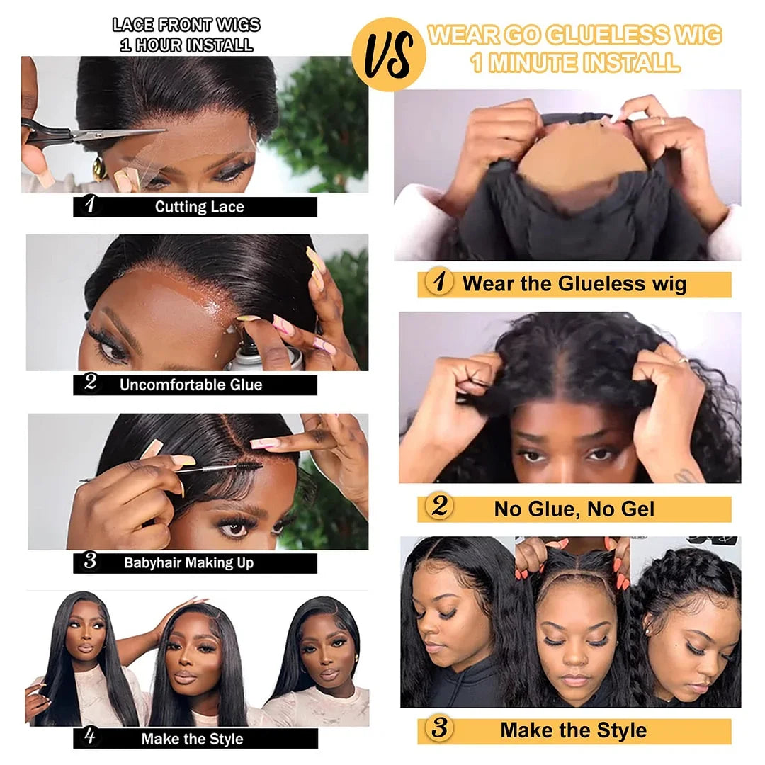 Wear and Go Glueless Wig Kinky Curly HD Lace Closure Wigs Short Curly Bob Lace Front Wigs Human Hair for Beginners Bob Wigs 180% Afro Barbie