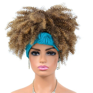 Short Kinky Curly Wig with Headband Afro Wig Afro Barbie