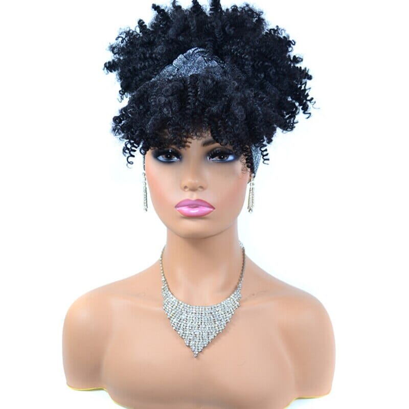 Short Kinky Curly Wig with Headband Afro Wig Afro Barbie