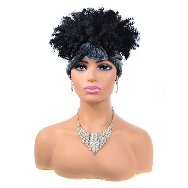Short Kinky Curly Wig with Headband Afro Wig Afro Barbie