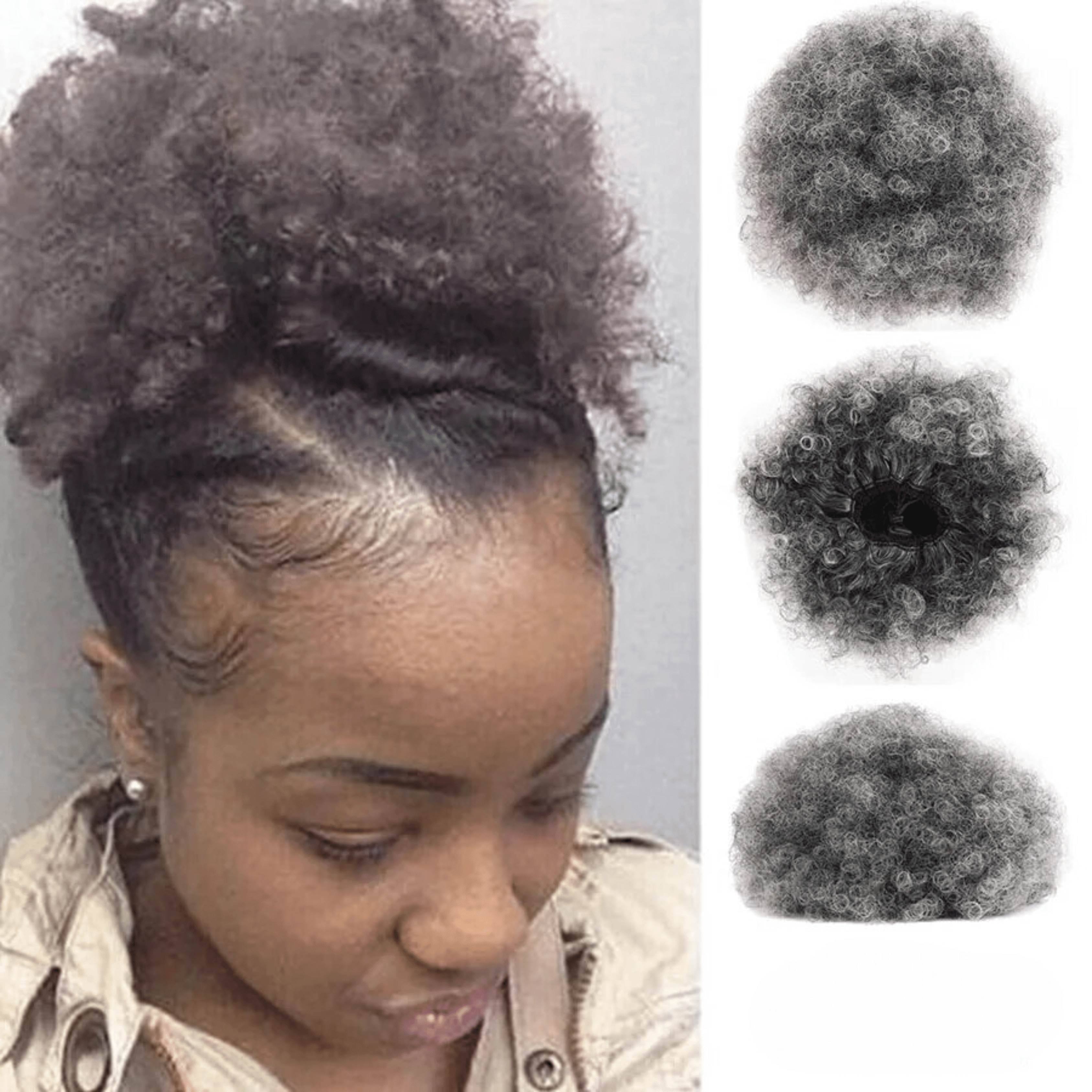 Hair Buns Afro Puff Ponytail Hair Afro Barbie Shop Grey 