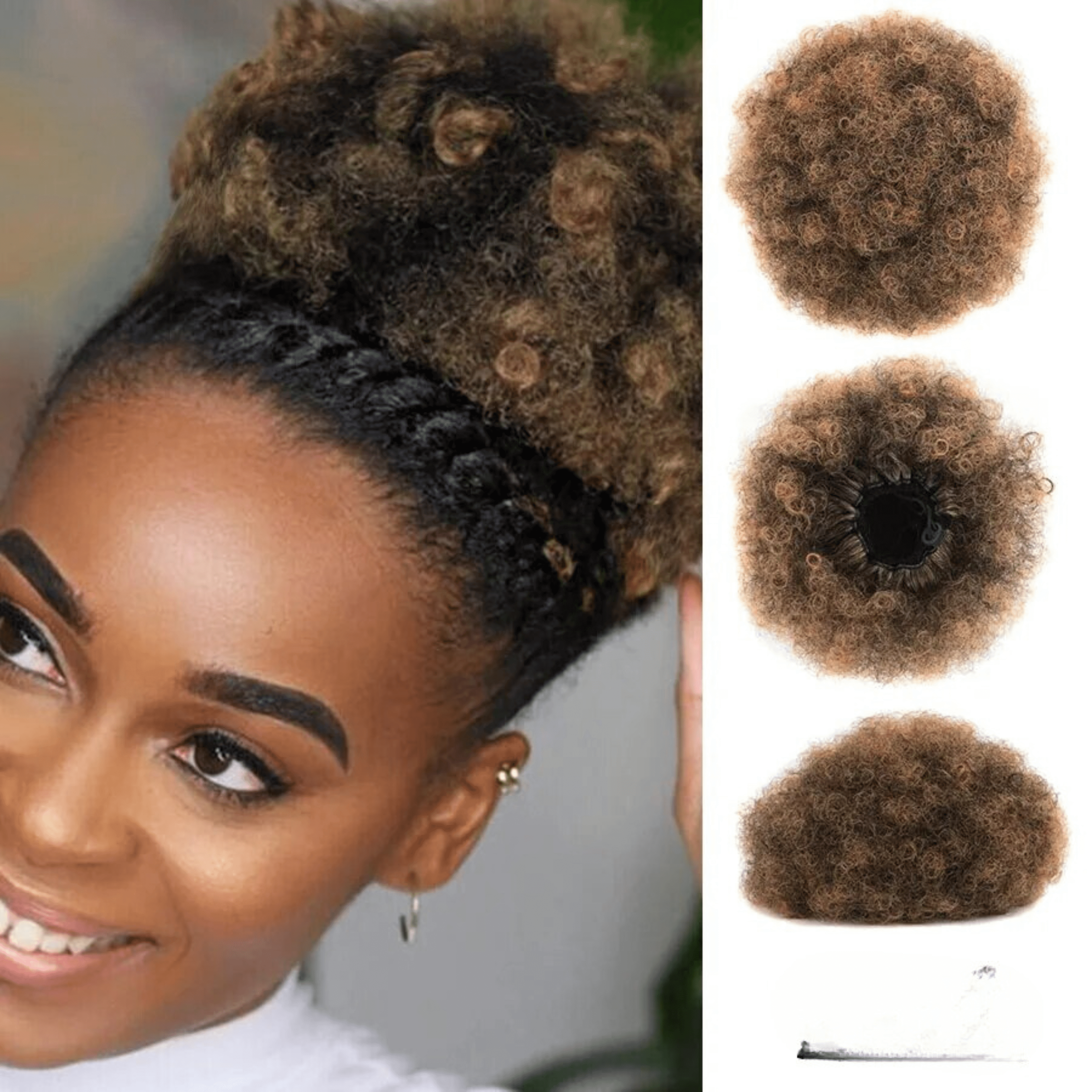 Hair Buns Afro Puff Ponytail Hair Afro Barbie Shop Blonde Highlights 