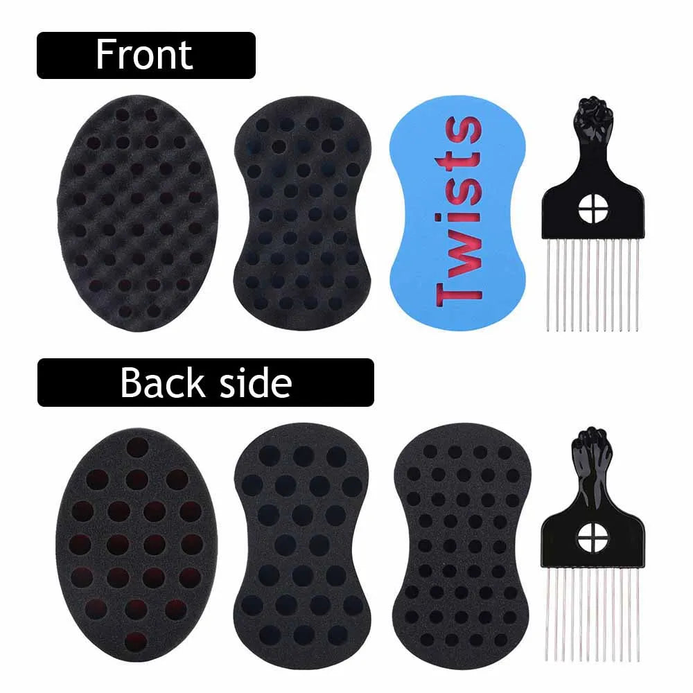 Hair Sponge Brush Magic Barber Twist Curl Sponge Dreads Locking Afro Coil Comb Tornado Care Tool(4PCS) Afro Barbie 