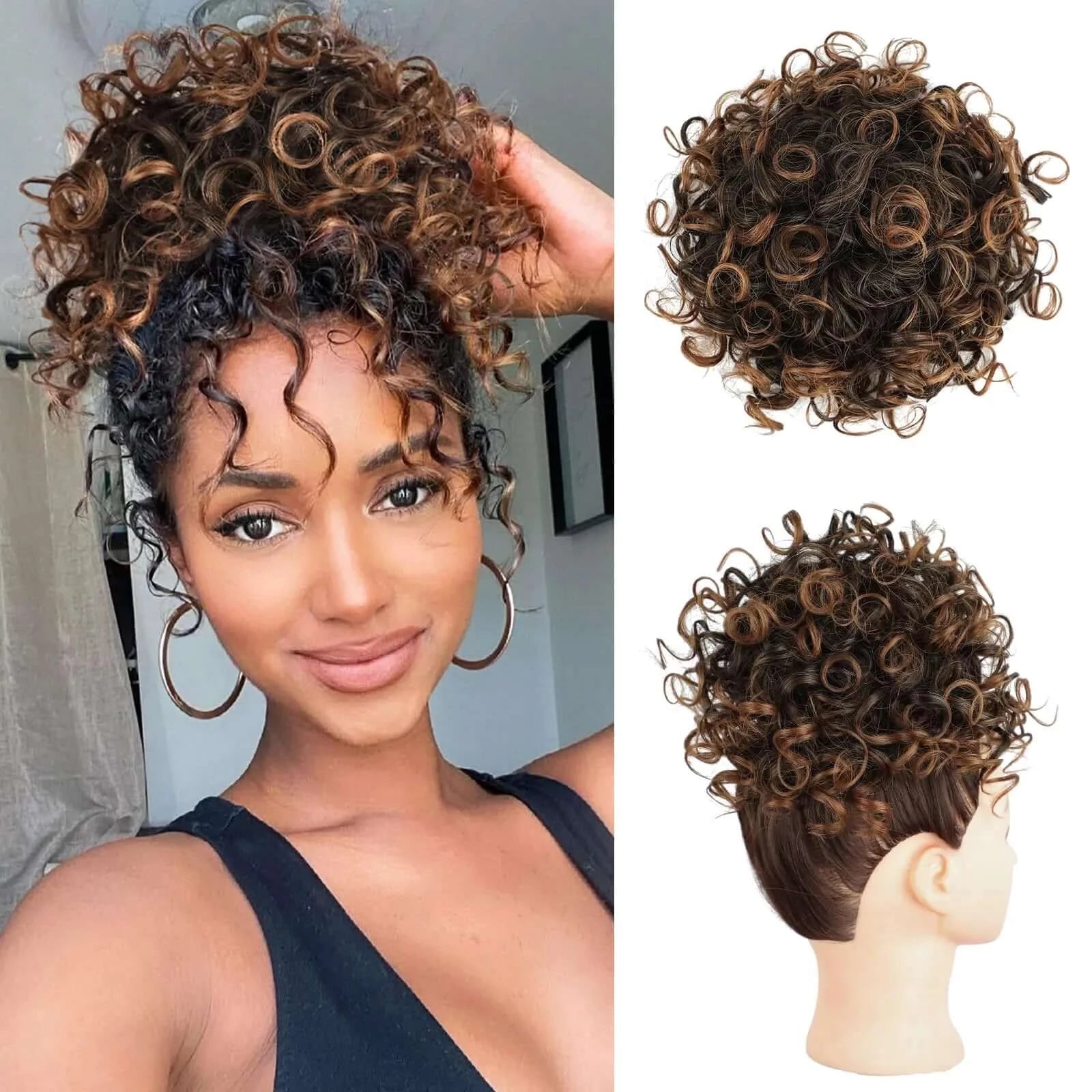 Synthetic Messy Bun Hair Afro Barbie Shop 