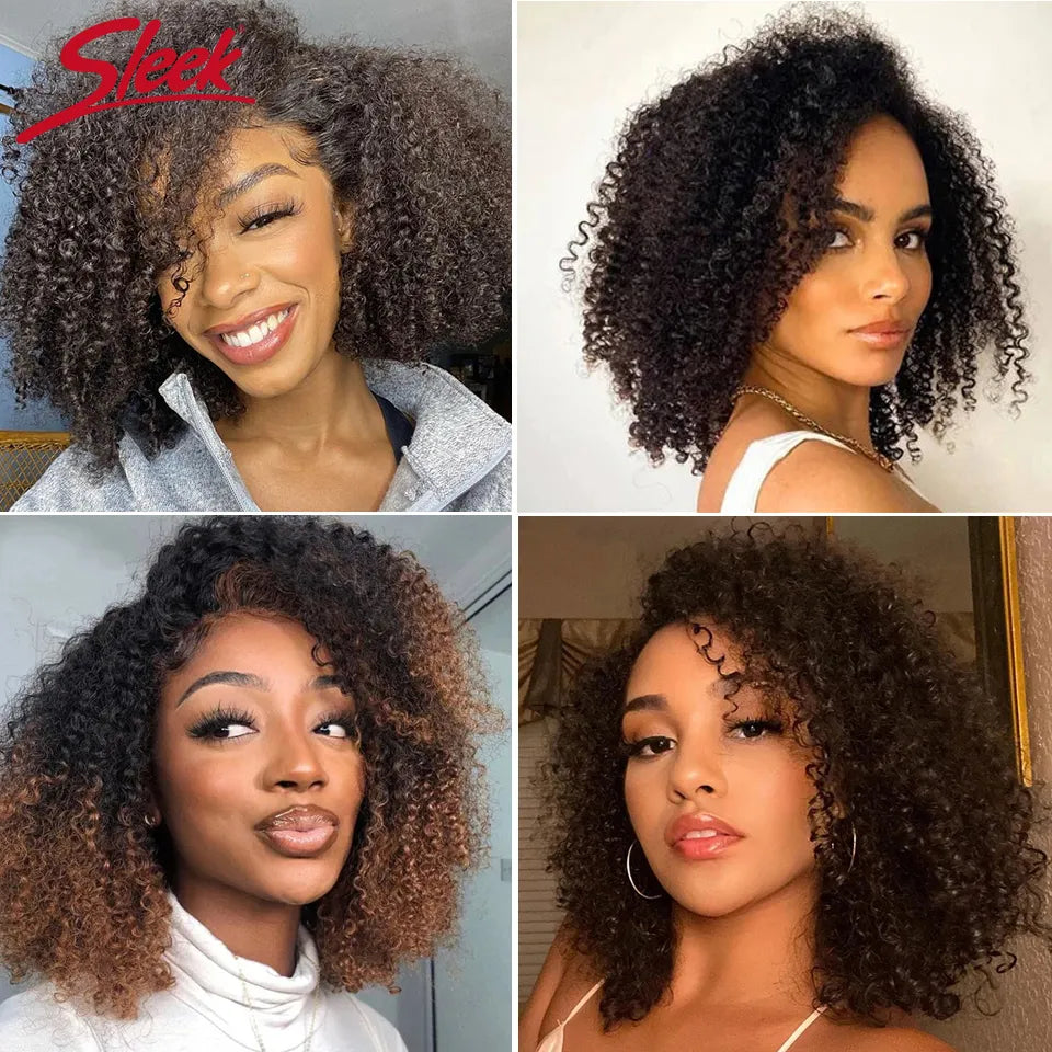 Sleek Afro Kinky Curly Black Human Hair Wigs Ombre T1B/30 Brazilian Curly Machine Made Remy Cheap Human Hair Wigs Free Shipping Afro Barbie Shop 