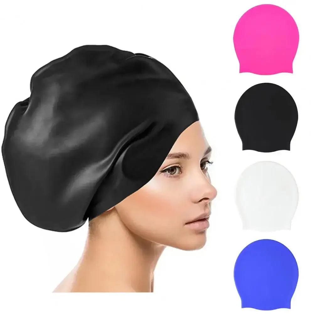 High Elastic Swimming Cap High Elastic Breathable Waterproof Silicone Long Braid Waterproof Swimming Cap For Men And Women Afro Barbie 