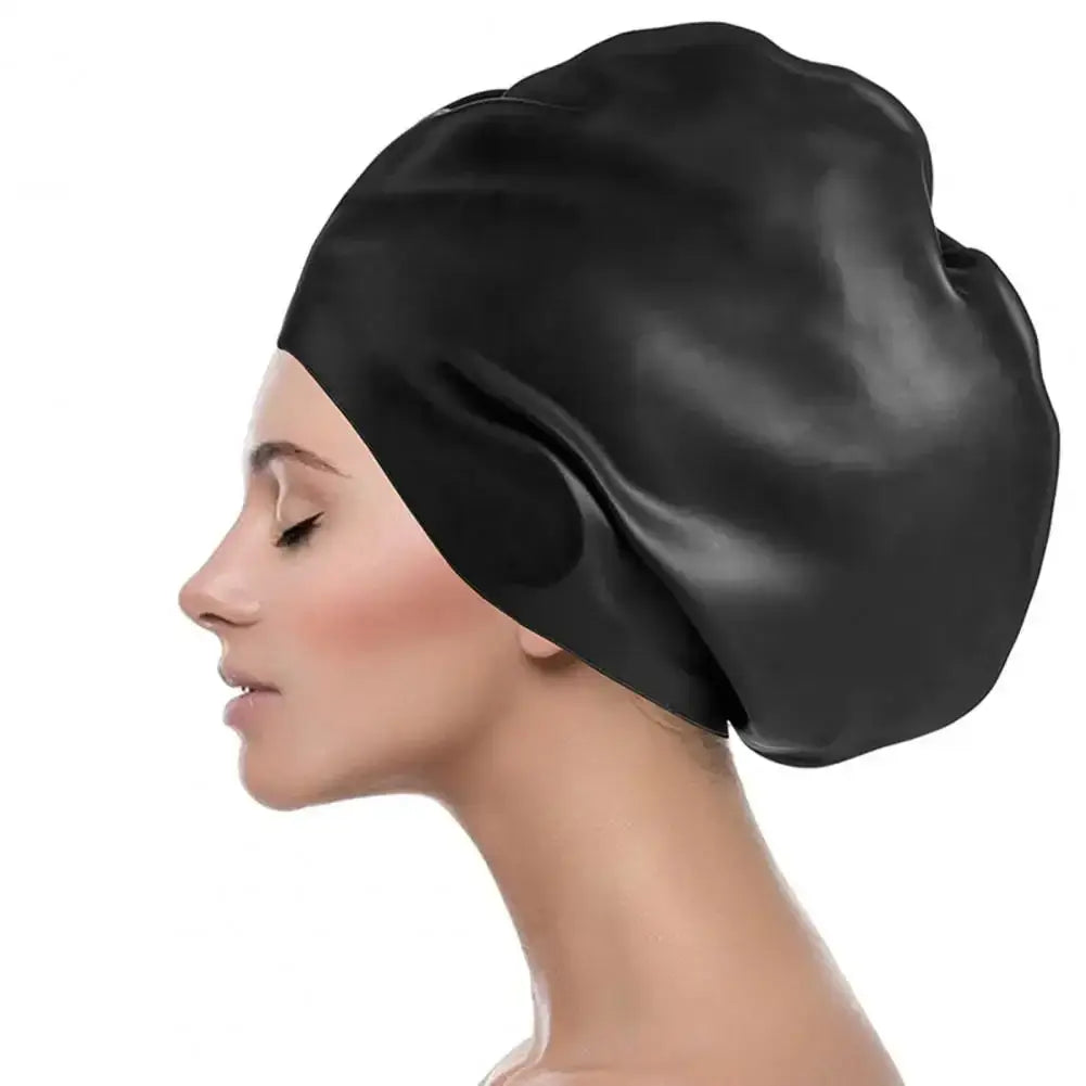 High Elastic Swimming Cap High Elastic Breathable Waterproof Silicone Long Braid Waterproof Swimming Cap For Men And Women Afro Barbie 