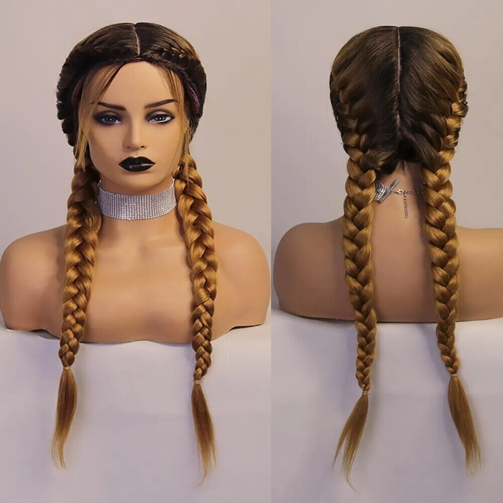 Cwigs Soft Black Synthetic Wig Cosplay Braided Wigs For Black Women Machine Made Heat Resistant Red Honey Blonde Box Braid Wig Afro Barbie 