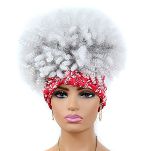  Short Kinky Curly Wig with Headband Afro Wig Afro Barbie