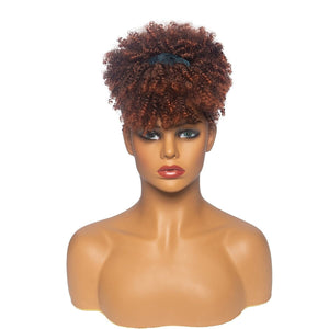  Short Kinky Curly Wig with Headband Afro Wig Afro Barbie