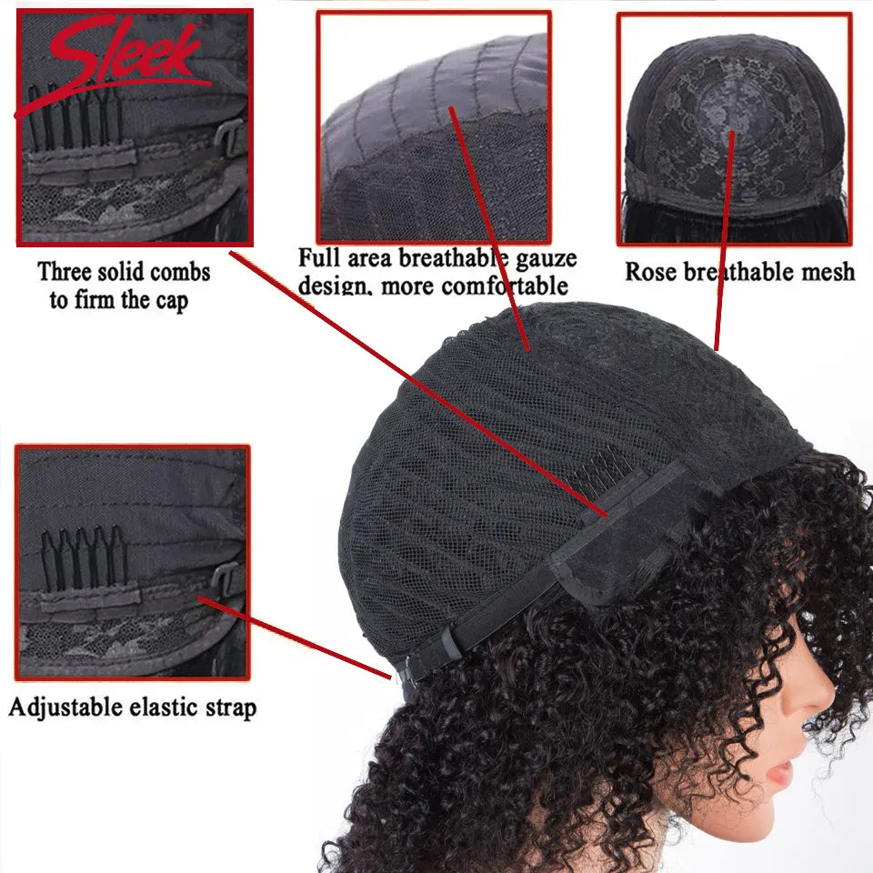 Sleek Afro Kinky Curly Black Human Hair Wigs Ombre T1B/30 Brazilian Curly Machine Made Remy Cheap Human Hair Wigs Free Shipping Afro Barbie Shop 
